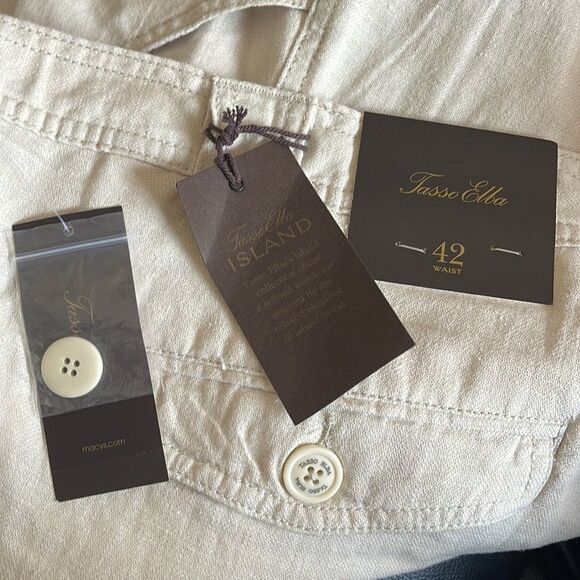 TASSO Elba Mens Linen-Blend Casual Cargo Shorts Size 42 - Picture 4 of 4